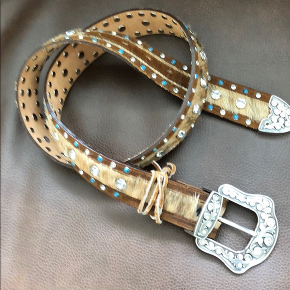 Accessories - Leather pony hair silver buckle belt Accessories - Leather pony hair silver buckle belt